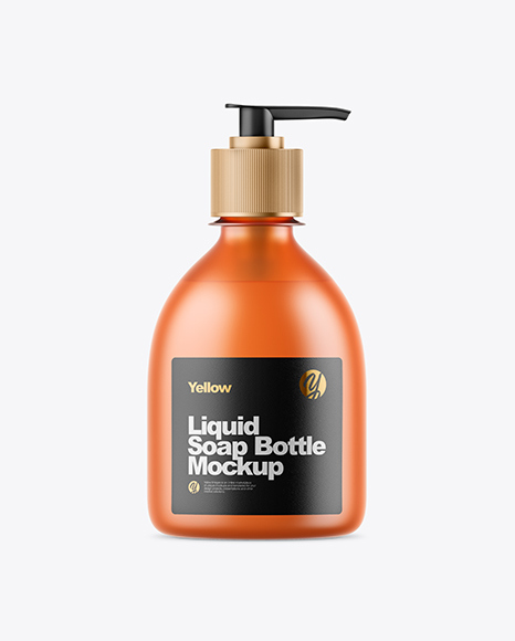 Orange Frosted Liquid Soap Bottle Mockup