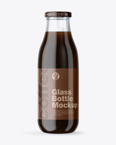 Clear Glass Bottle With Cold Brew Americano Mockup