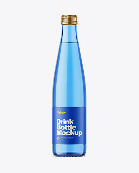 Blue Glass Drink Bottle Mockup