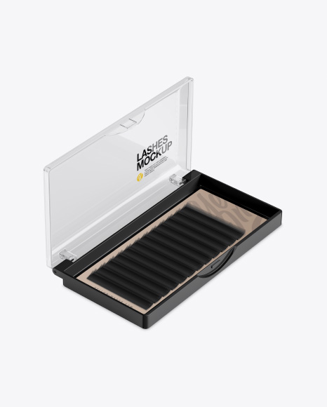 Opened Transparent Box With Lashes Mockup
