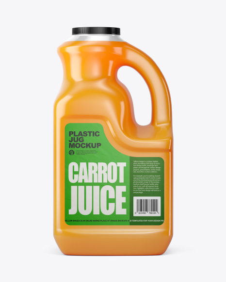 Plastic Jug w/ Carrot Juice Mockup