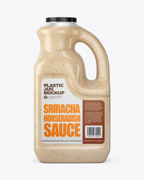Plastic Jug w/ Sriracha Horseradish Sauce Mockup