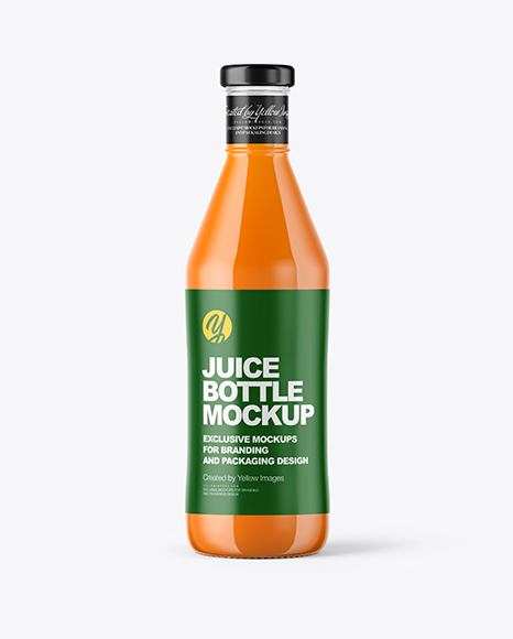 Clear Glass Bottle with Carrot Juice Mockup