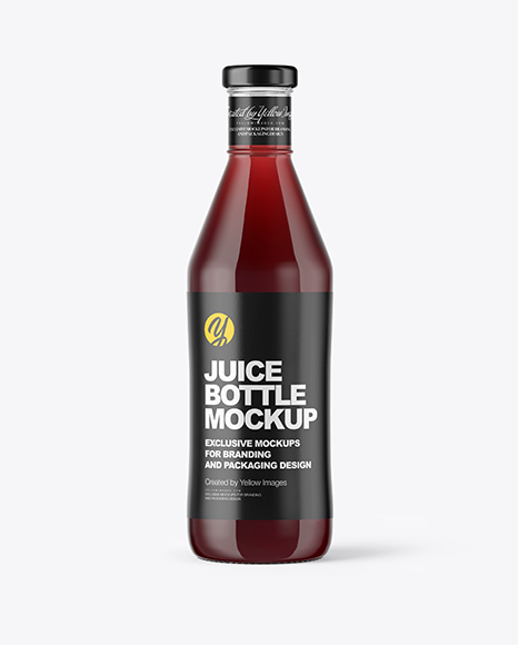 Clear Glass Bottle with Cherry Juice Mockup
