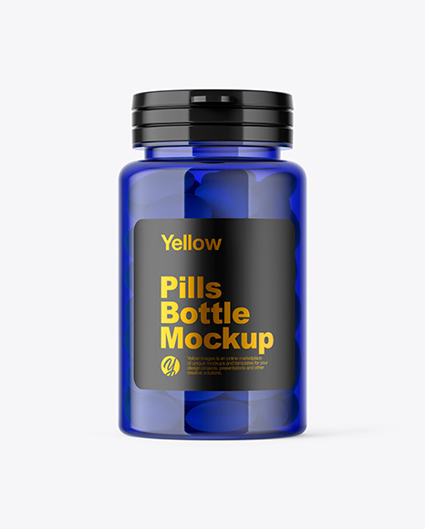 Blue Pills Bottle Mockup
