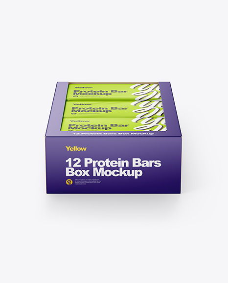 12 Protein Bars Box Mockup