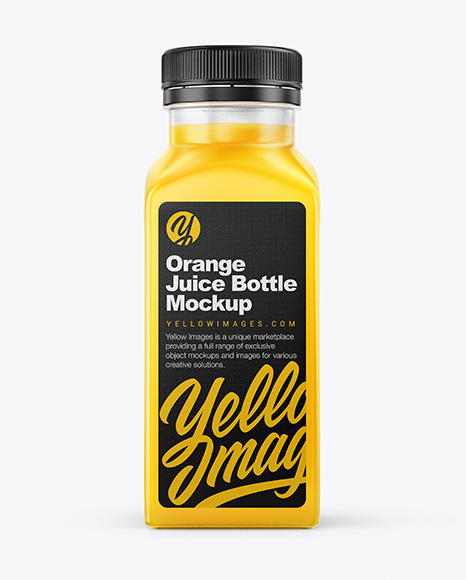 Square Orange Juice Bottle Mockup