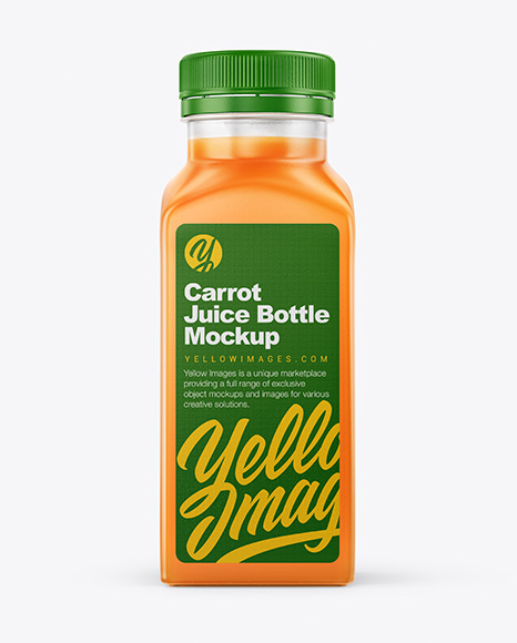 Square Carrot Juice Bottle Mockup