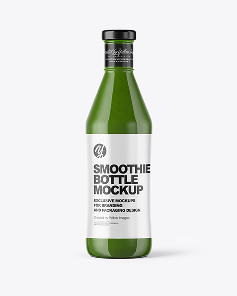 Green Glass  Bottle with Smoothie Mockup