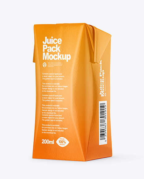 200ml Glossy Juice Carton Package Mockup