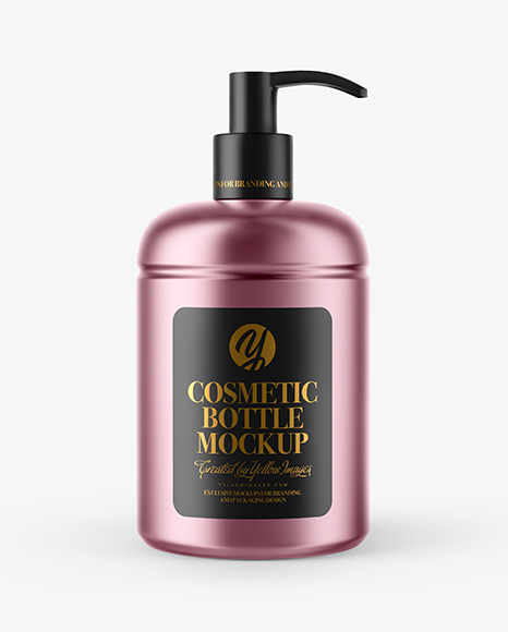 Metallized Cosmetic Bottle with Pump Mockup