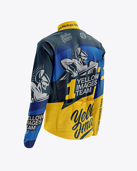 Men’s Cycling Wind Jacket mockup (Back Half Side View)