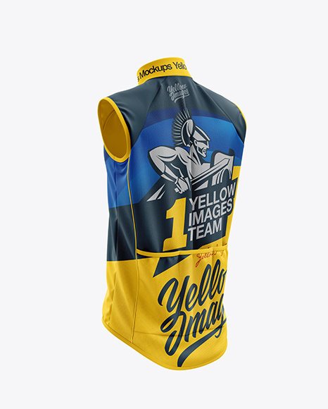 Men’s Cycling Wind Vest mockup (Back Half Side View)