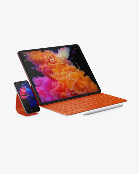 Ipad Pro with Pencil, Keyboard & Iphone Mockup