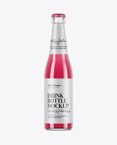 Clear Glass Pink Drink Bottle Mockup