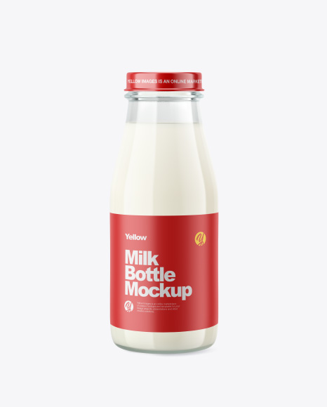 Glass Milk Bottle Mockup