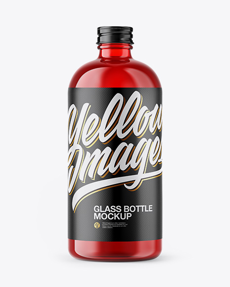 Red Glass Bottle Mockup
