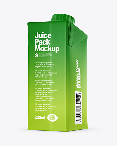 200ml Matte Juice Carton Package Mockup