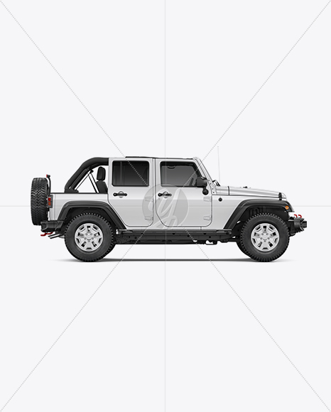 Off-Road SUV with Open Roof Mockup - Side View