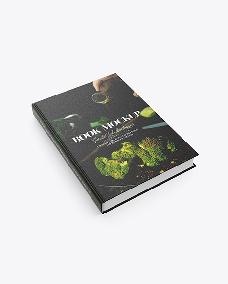 Book w/ Fabric Cover Mockup - High Angle View