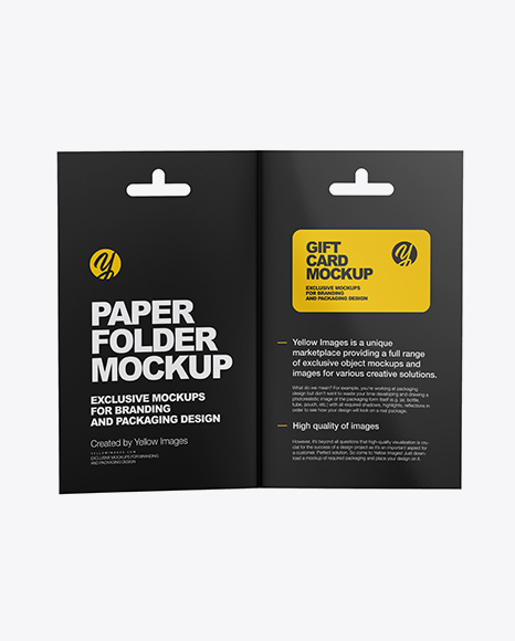 Opened Paper Folder with Plastic Card Mockup
