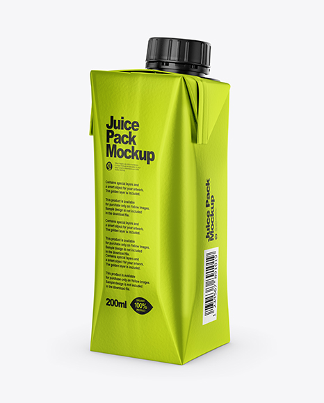 250ml Metallic Juice Carton Package Mockup