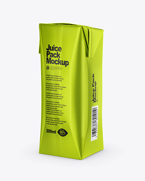 250ml Metallic Juice Carton Package Mockup