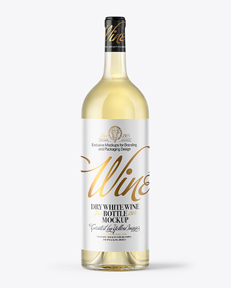 1.5L White Wine Bottle With Cork Mockup