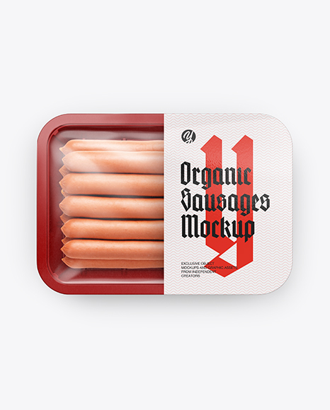 Plastic Tray With Long Sausages Mockup