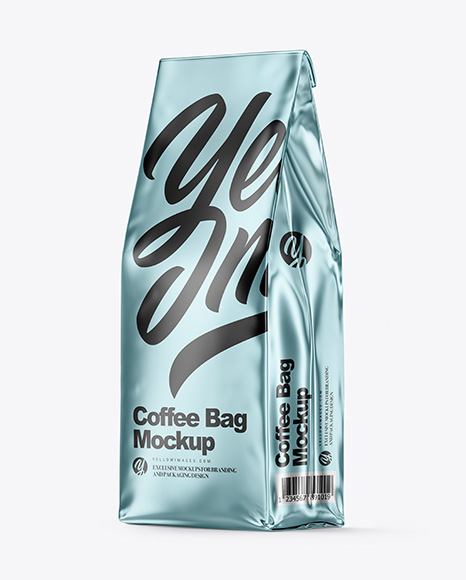 Glossy Metallic Coffee Bag Mockup