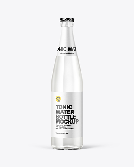 Clear Glass Bottle with Tonic Mockup