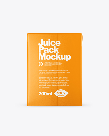 200ml Glossy Juice Carton Package Mockup