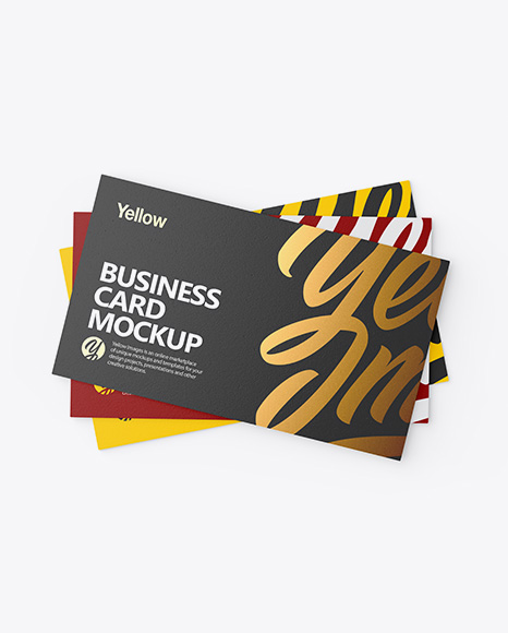 Three Textured Business Cards Mockup