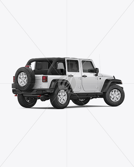 Off-Road SUV Open Roof Mockup - Back Half Side View