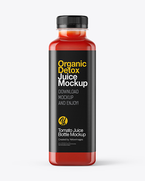 Square Tomato Juice Bottle Mockup