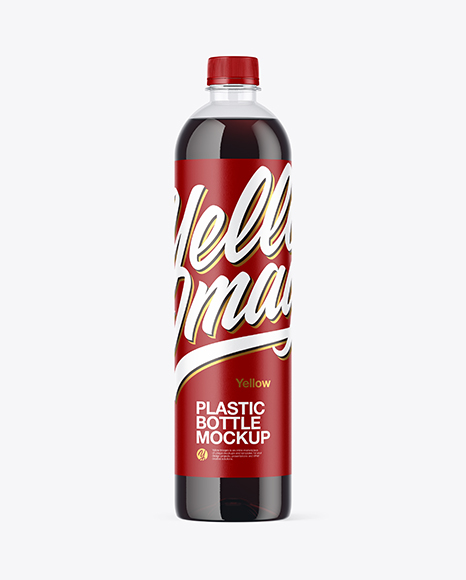 Clear PET Bottle with Cola Mockup