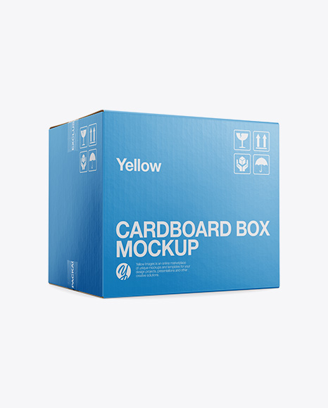 Cardboard Box Mockup - Half Side View