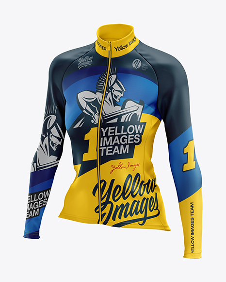 Women’s Cycling Thermal Jersey LS mockup (Half Side View)