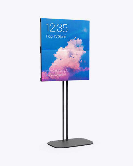 LCD Display Stand Mockup - Half Side View