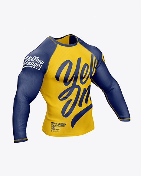 Men's Long Sleeve Jersey on Athletic Body Mockup