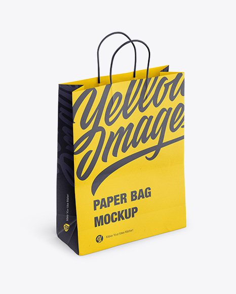Paper Shopping Bag with Rope Handle Mockup - Halfside View (High-Angle Shot)