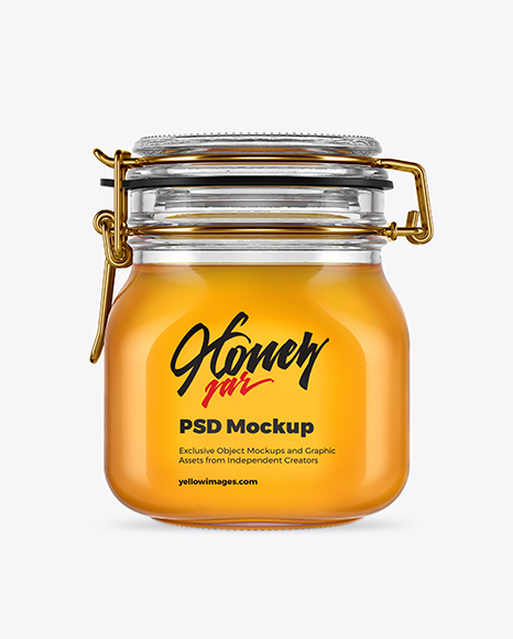Glass Jar with Honey Mockup