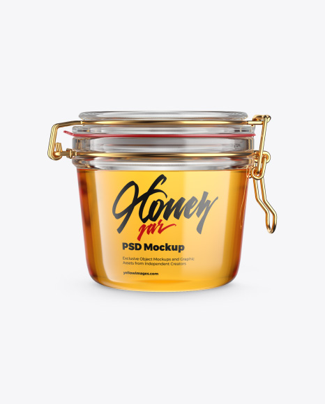 Clear Honey Jar with Clamp Lid Mockup