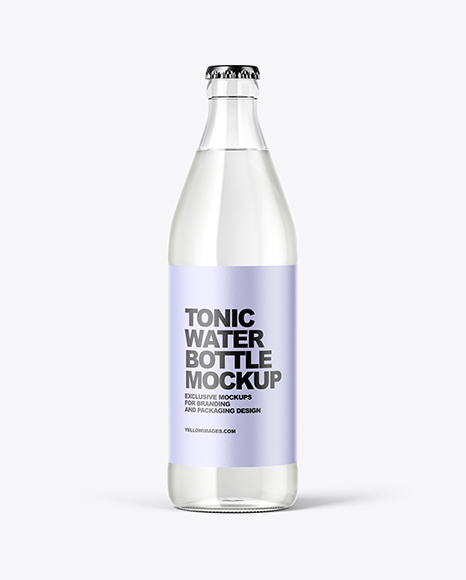 Clear Glass Bottle with Tonic Mockup