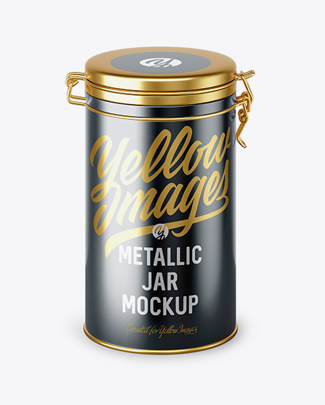 Matte Metallic Jar With Locking Lid Mockup (high-angle shot)