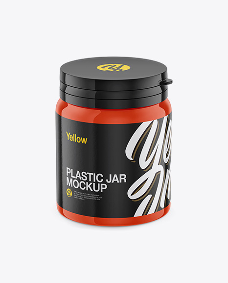 Glossy Plastic Pills Jar Mockup - High-Angle Shot