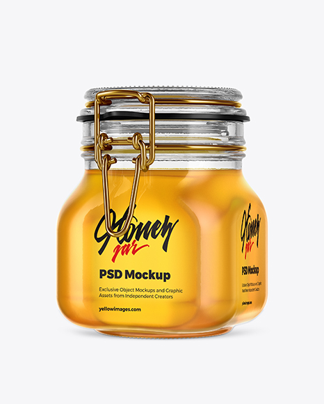 Glass Jar with Honey Mockup