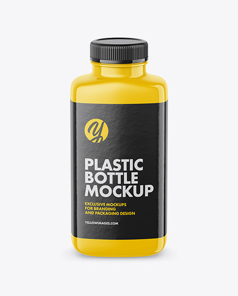 Glossy Plastic Bottle Mockup - High-Angle Shot