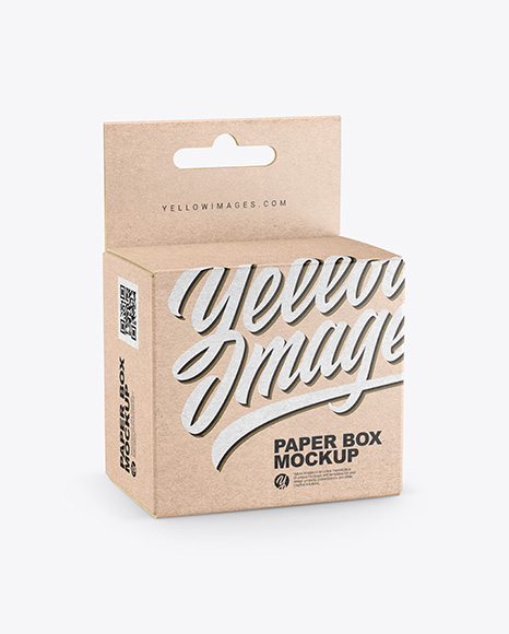 Kraft Paper Box w/ Hang Tab Mockup