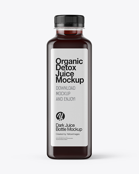 Square Dark Juice Bottle Mockup